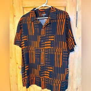 Express Short Sleeve Fun Geometric Patterned Shirt Size XL